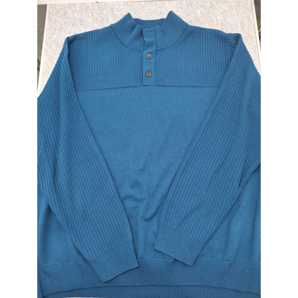 Duluth Trading Sweater Mens  2Xl Coolerino  Merino Wool Poly Blend Blue Heavy